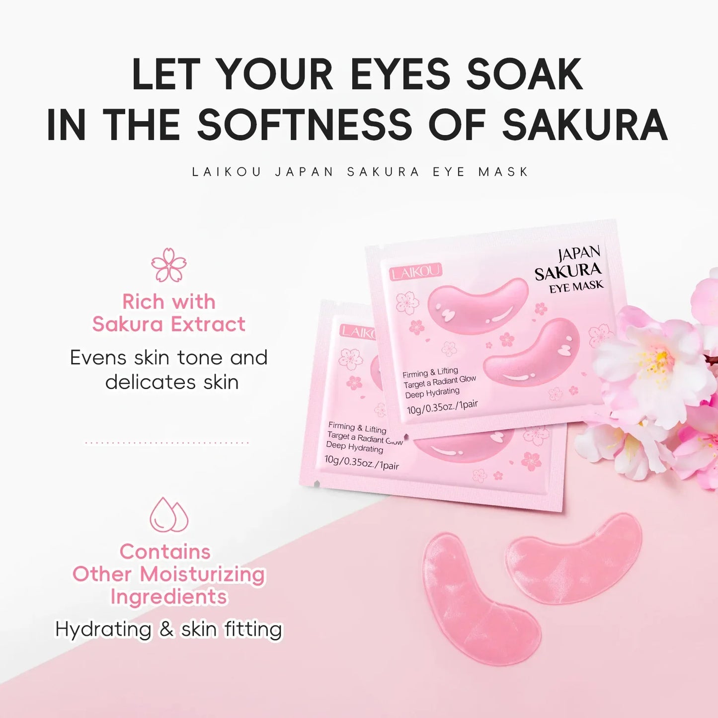 5/10 PCS LAIKOU Eye Mask Anti Dark Circles Removal Eyes Bags Moisturizing Firming Eye Patches Eyes Skin Care Products Peaceful Pleasures Health and Wellness