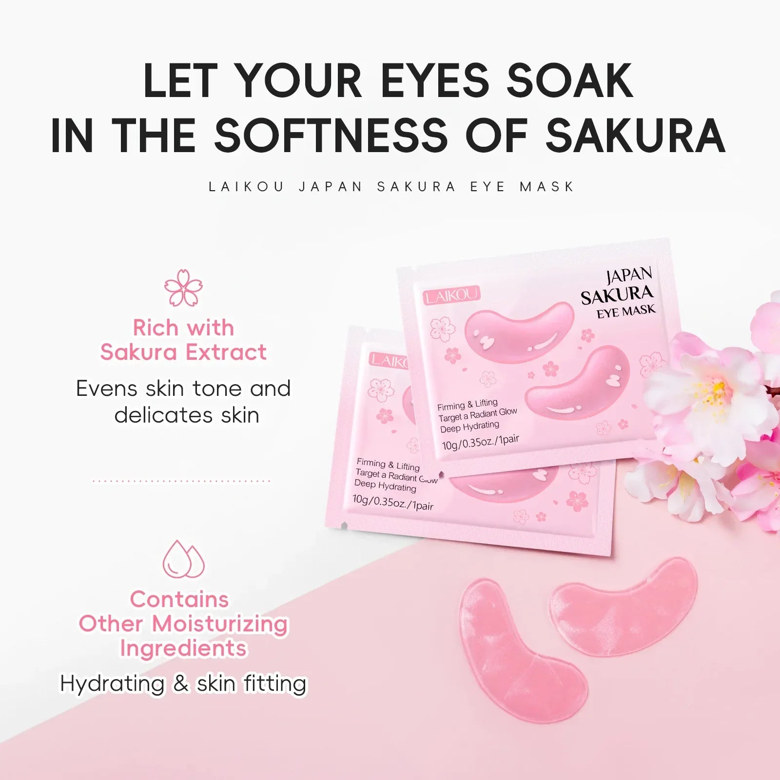 5/10 PCS LAIKOU Eye Mask Anti Dark Circles Removal Eyes Bags Moisturizing Firming Eye Patches Eyes Skin Care Products Peaceful Pleasures Health and Wellness