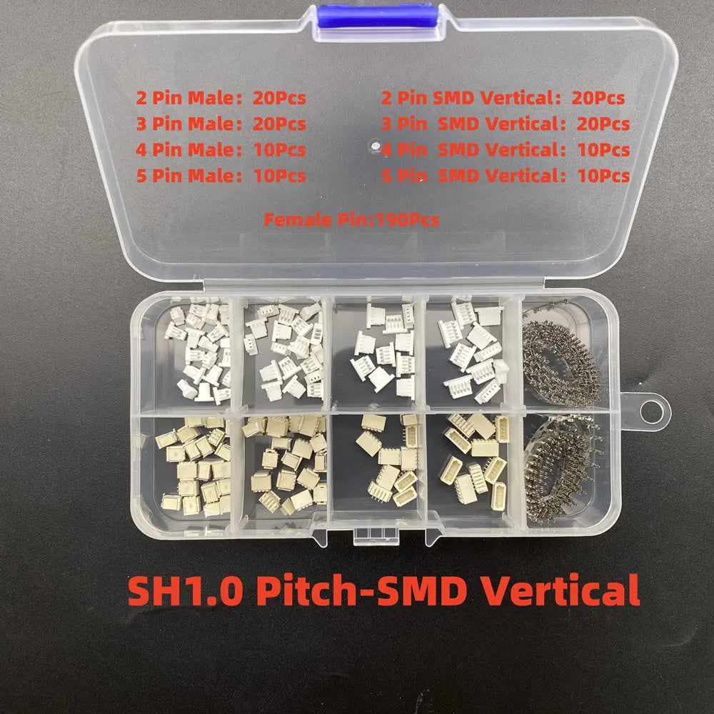 1Box JST SH1.0/1.25mm/PH 2.0/SM/SYP/XH 2.54mm/KF2510/VH 3.96mm Pitch Terminal Kit Male Female Housing Pin Header JST Connector Peaceful Pleasures Health and Wellness SH 1.0mm Vertical