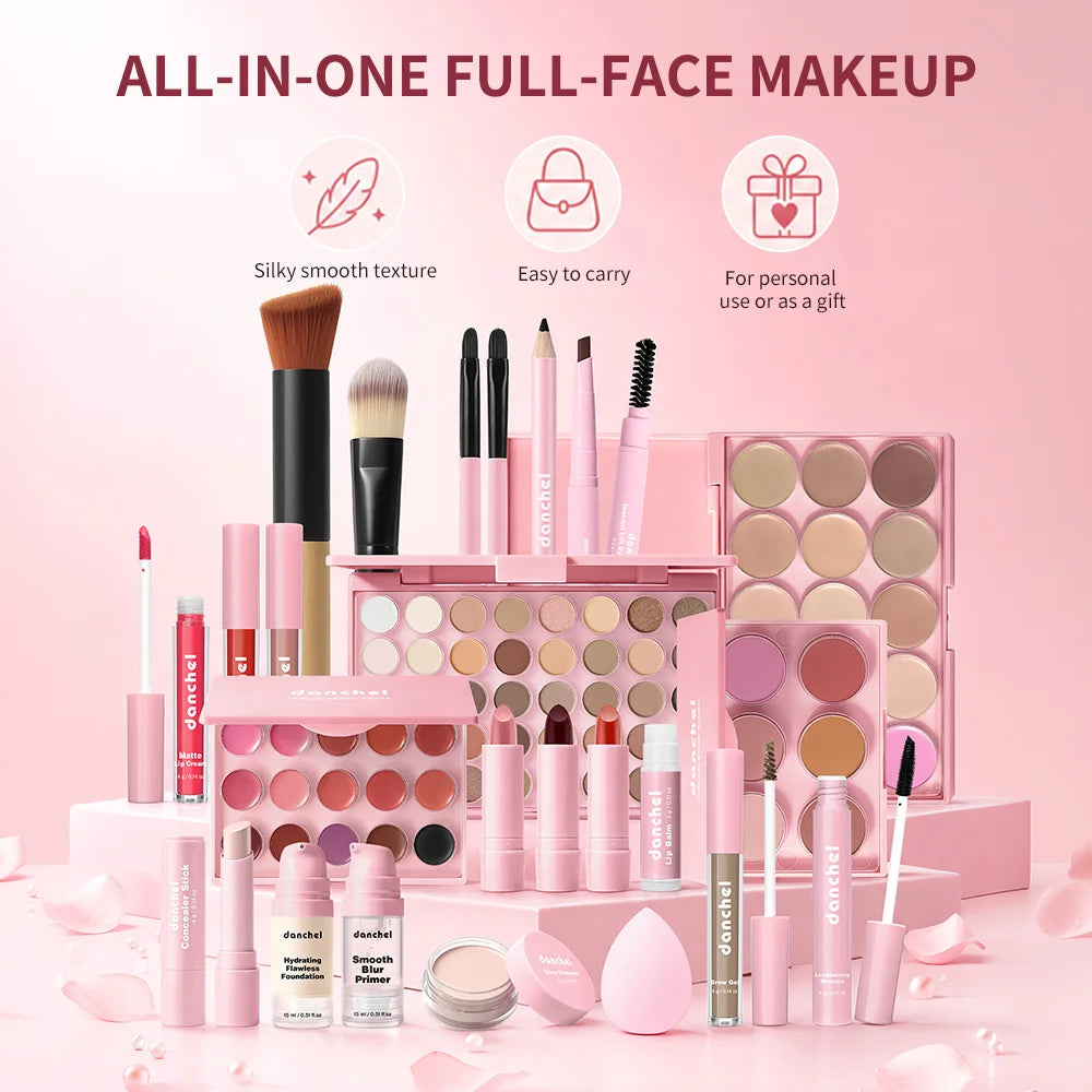 All In One Makeup Set Gathering All Cosmetic Including Base Makeup, Concealer, Contour ,Powder Blusher, Eyebrow Eye, Lip Makeup Peaceful Pleasures Health and Wellness