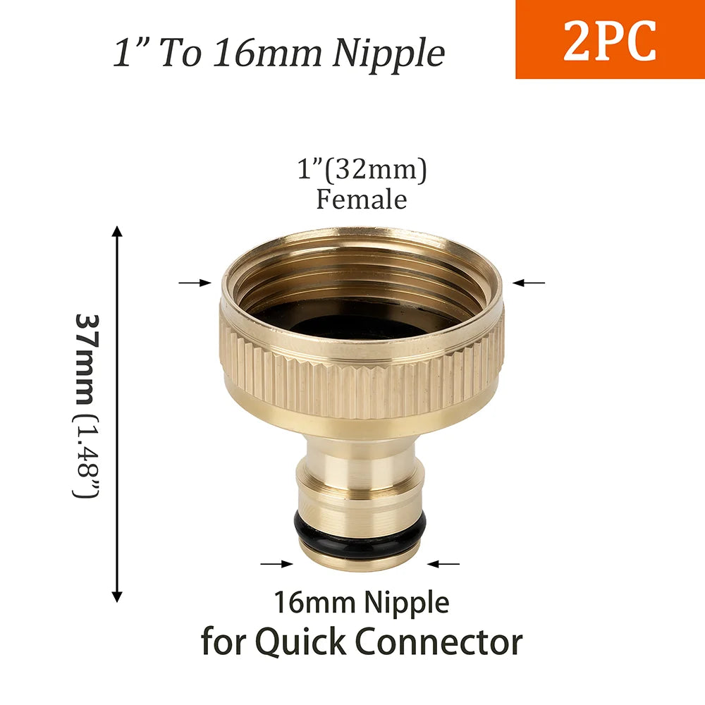 Brass 1/2" 3/4" 1“ Male/Female Quick Connector Irrigation Pipe Fitting Joint Thread to16mm Nipple Adapter for Garden Hose Tap Peaceful Pleasures Health and Wellness B-2PCS Other