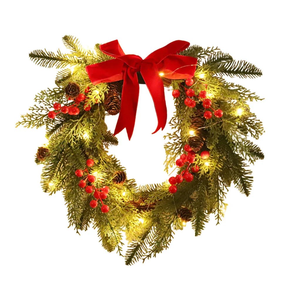 Christmas Wreath Indoor Outdoor – Red Bow & Berry Holiday Décor