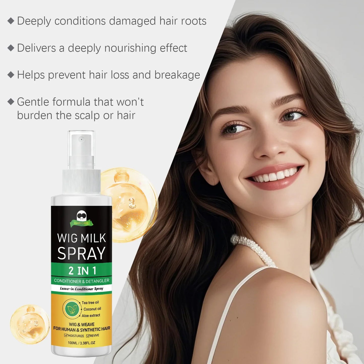2-in-1 Wig Milk Spray – Anti-Frizz Leave-In Conditioner 100ml