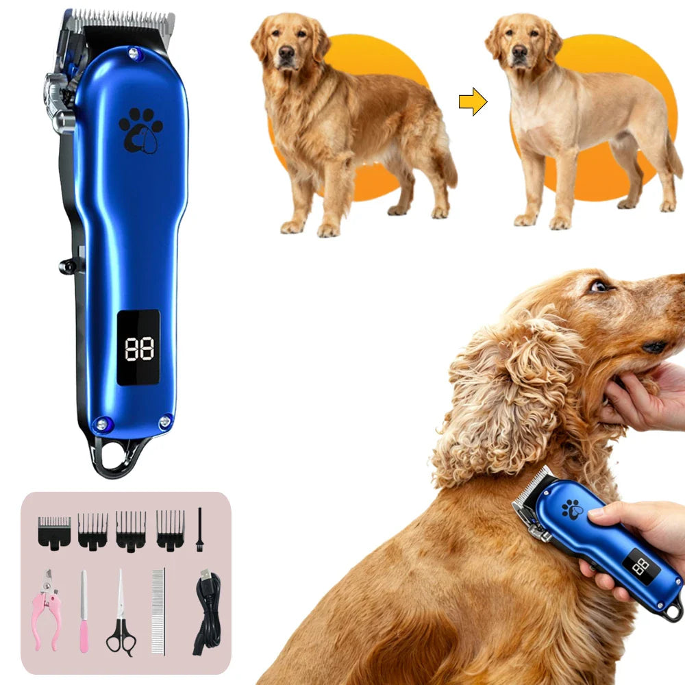 Cordless Electric Pet Clipper – Low Noise, LED, USB Rechargeable