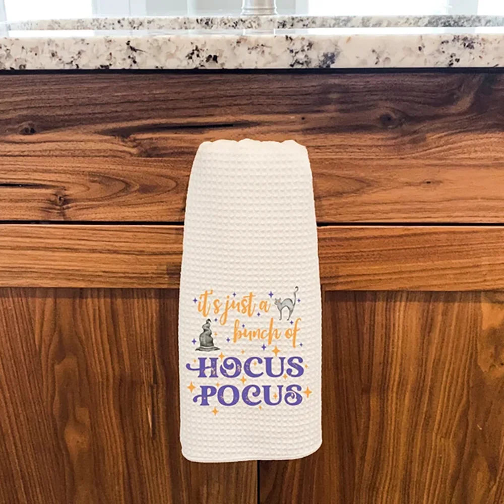 Hocus Pocus Halloween Waffle Tea Towel | Fall Kitchen Decor