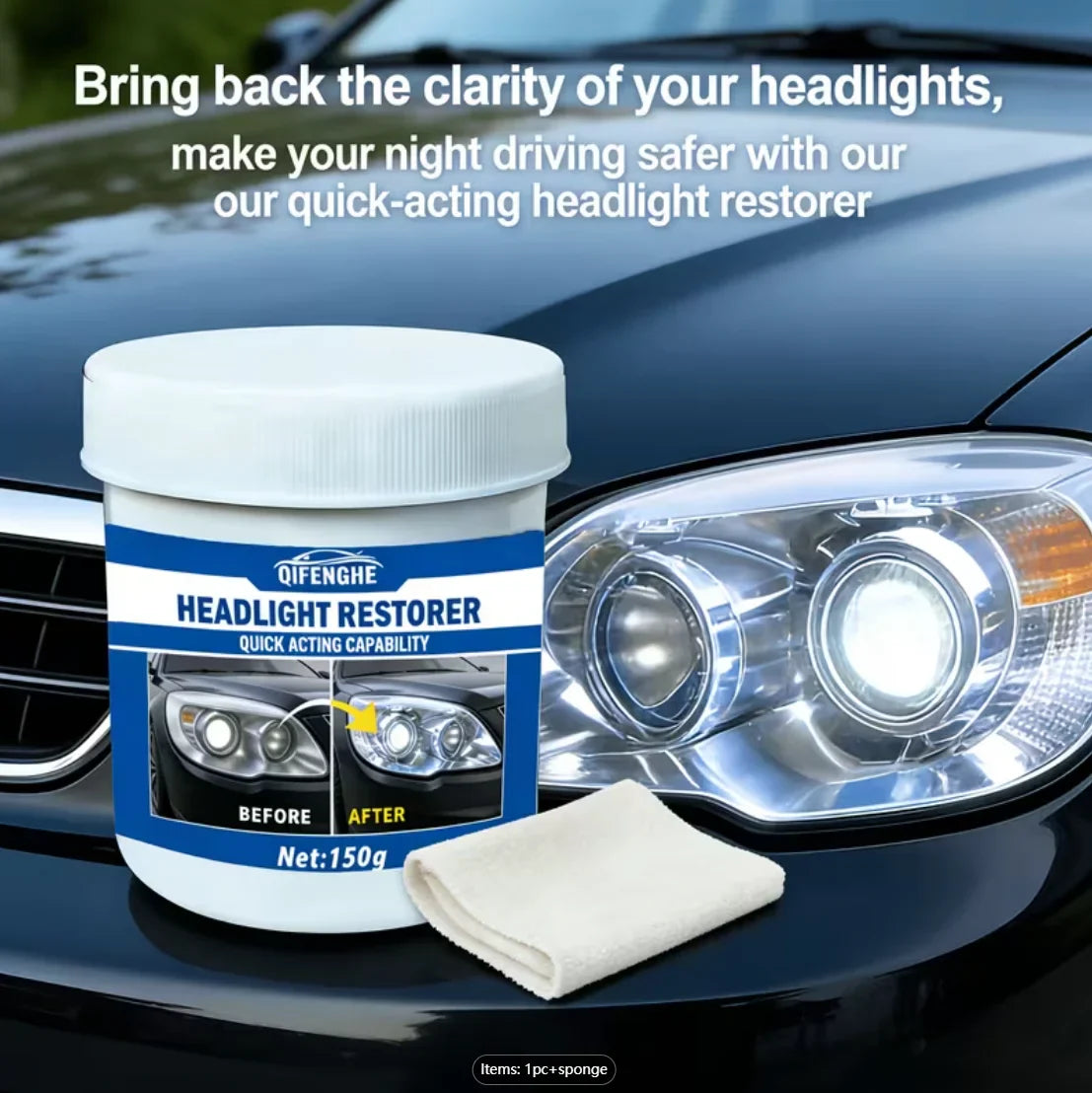 Headlight Restoration Paste – Removes Oxidation, Haze & Yellowing