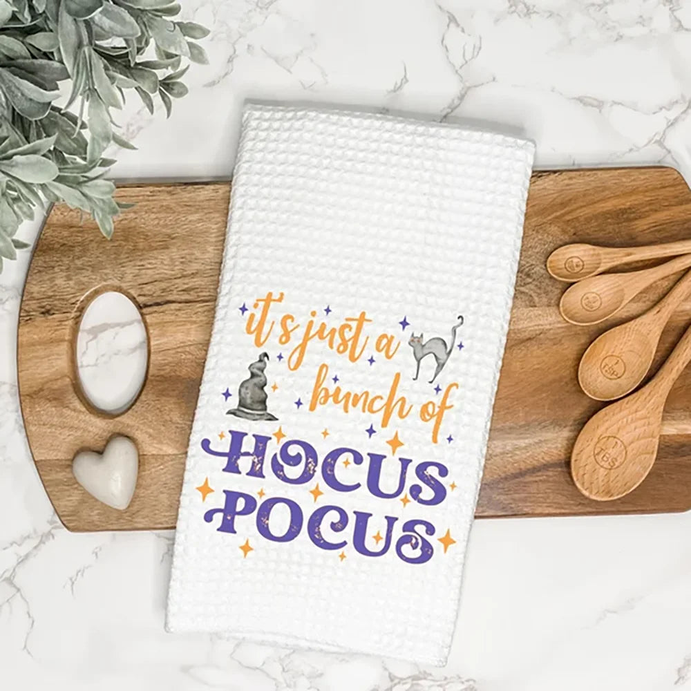 Hocus Pocus Halloween Waffle Tea Towel | Fall Kitchen Decor
