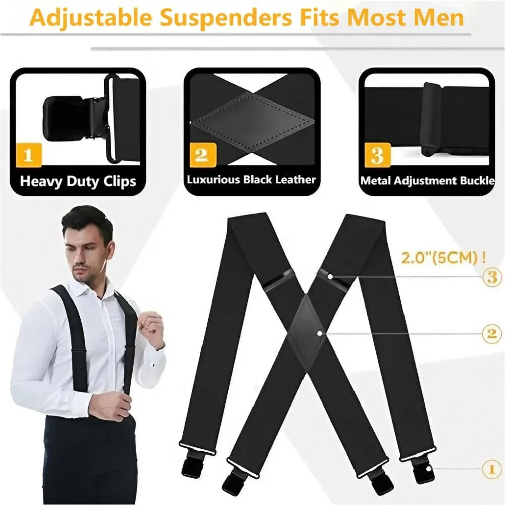 2" Heavy Duty X-Back Clip Suspenders for Men & Women
