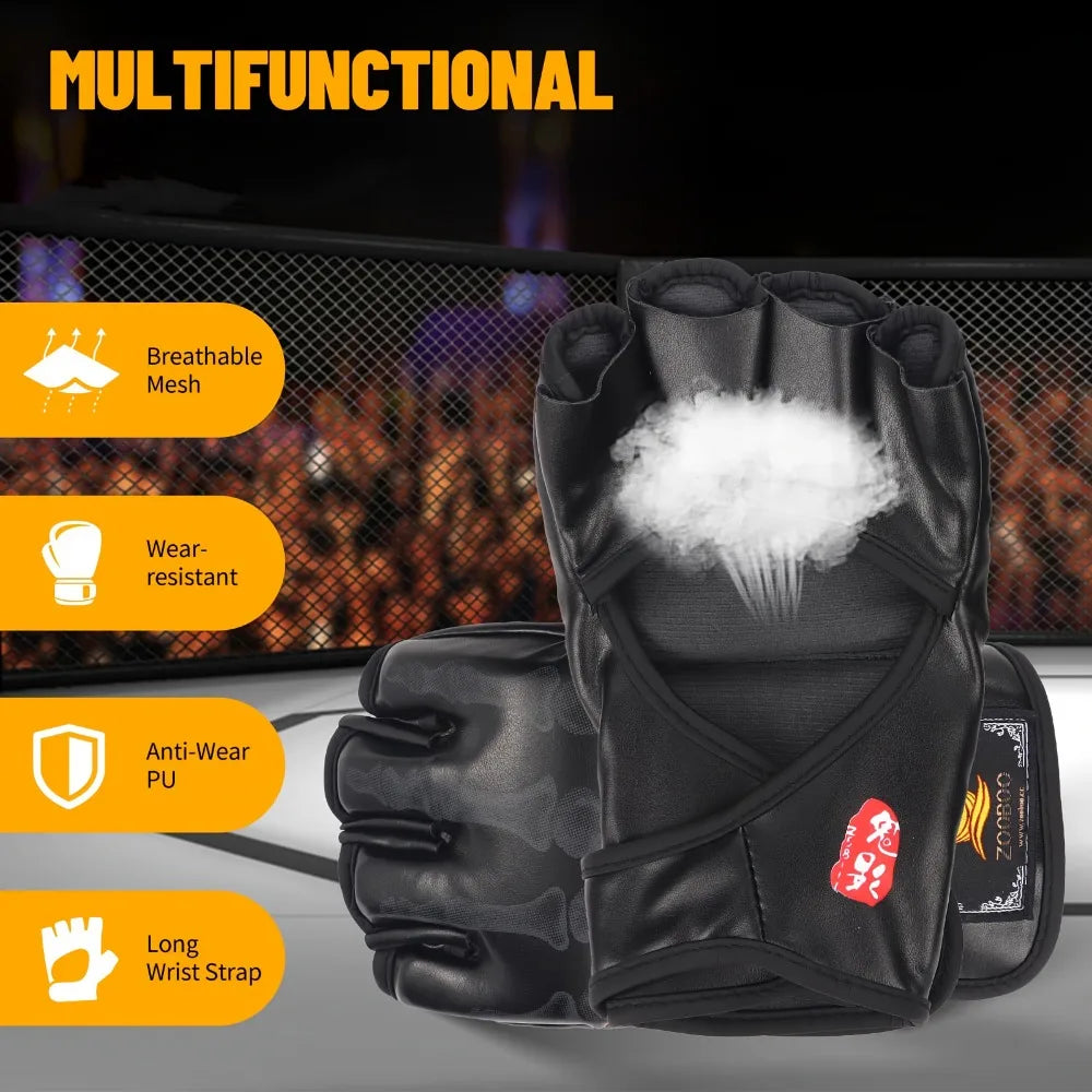 MMA Gloves Half-Finger for Men/Women for UFC Boxing Training Muay Thai Sparring Punching Bag Sanda Professional Fighting Mitts Peaceful Pleasures Health and Wellness