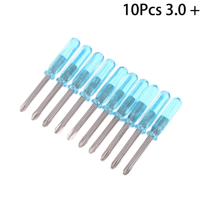 10Pcs Mini Screwdriver Blue Handle Mini Phillips Screwdriver Set Cross/Horizontal Head Precision Repair Tools Electronics Tools Peaceful Pleasures Health and Wellness B1