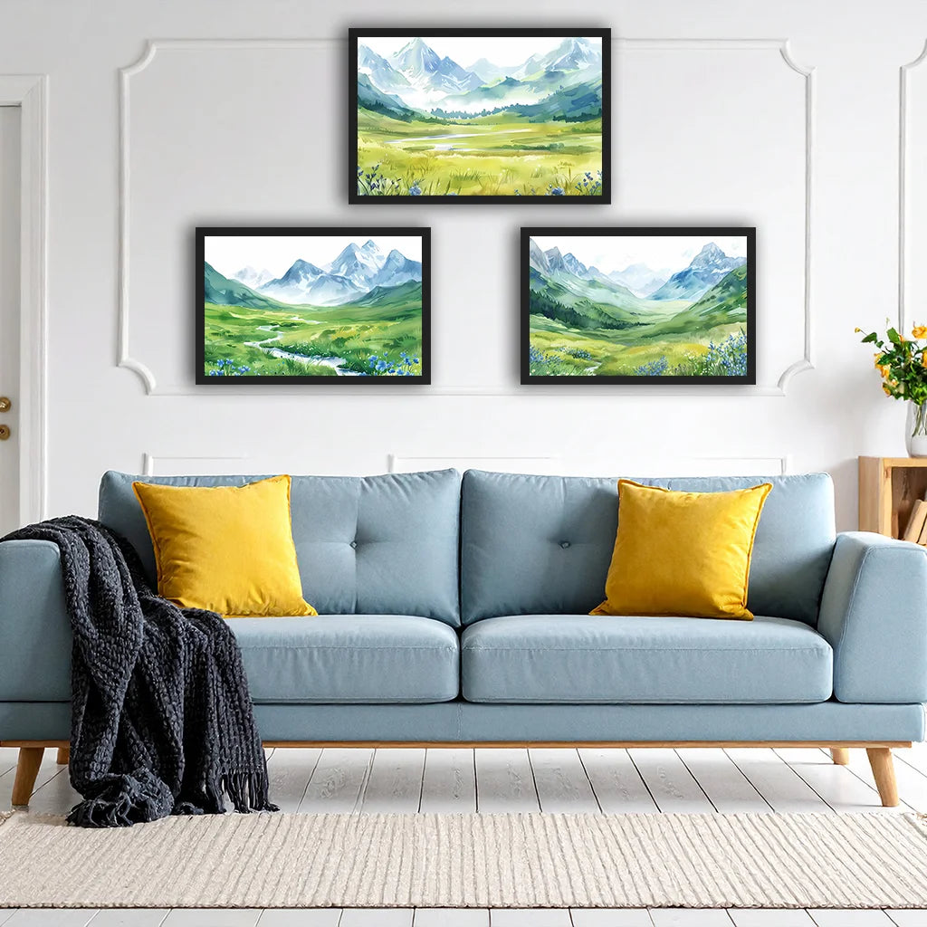 Nordic Mountain Valley Canvas Wall Art | Nature Landscape Print Canvas Wall Art Peaceful Pleasures Health and Wellness