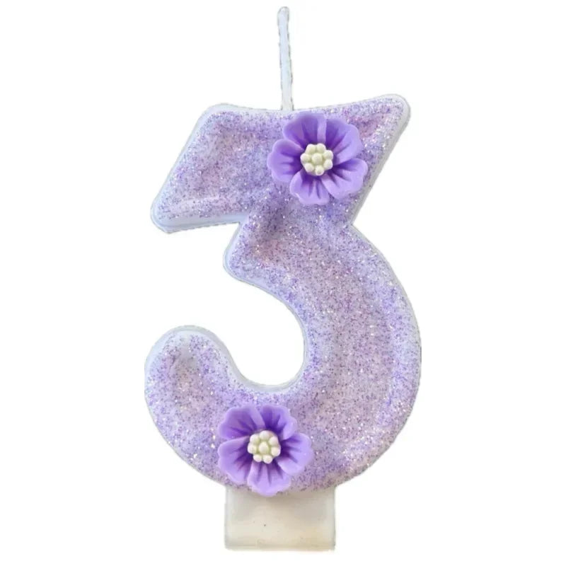 2026 New Cute Purple Flowers 3D Number Cake Candles for Birthday Party Decorations Birthday Decoration Cake Decorating Tools Peaceful Pleasures Health and Wellness