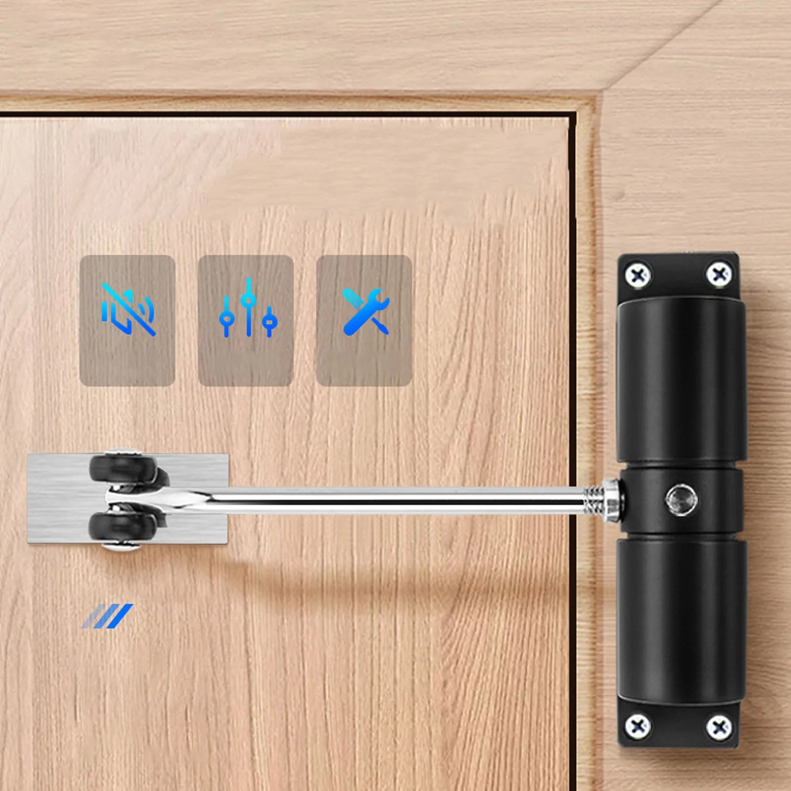 Automatic Door Closer Quiet Aluminum Alloy Self Closing Door Mechanism for Home Hotel Office Door Closer Spring Door Closer Peaceful Pleasures Health and Wellness