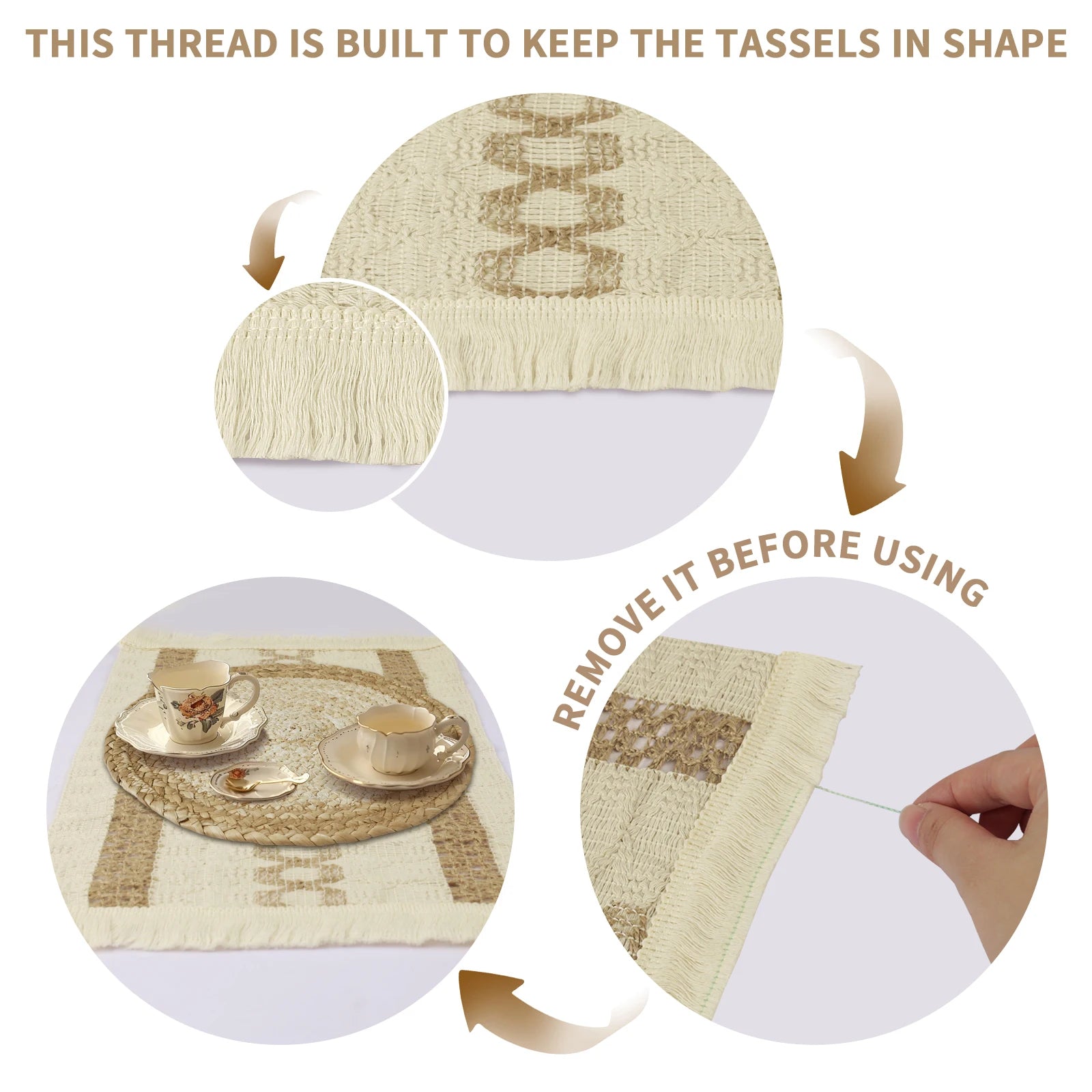 Boho Dining Table Mats Set of 6 Woven Placemats for Family Dinner Kitchen Table Decor Natural Round Eco-Friendly Placemats Peaceful Pleasures Health and Wellness