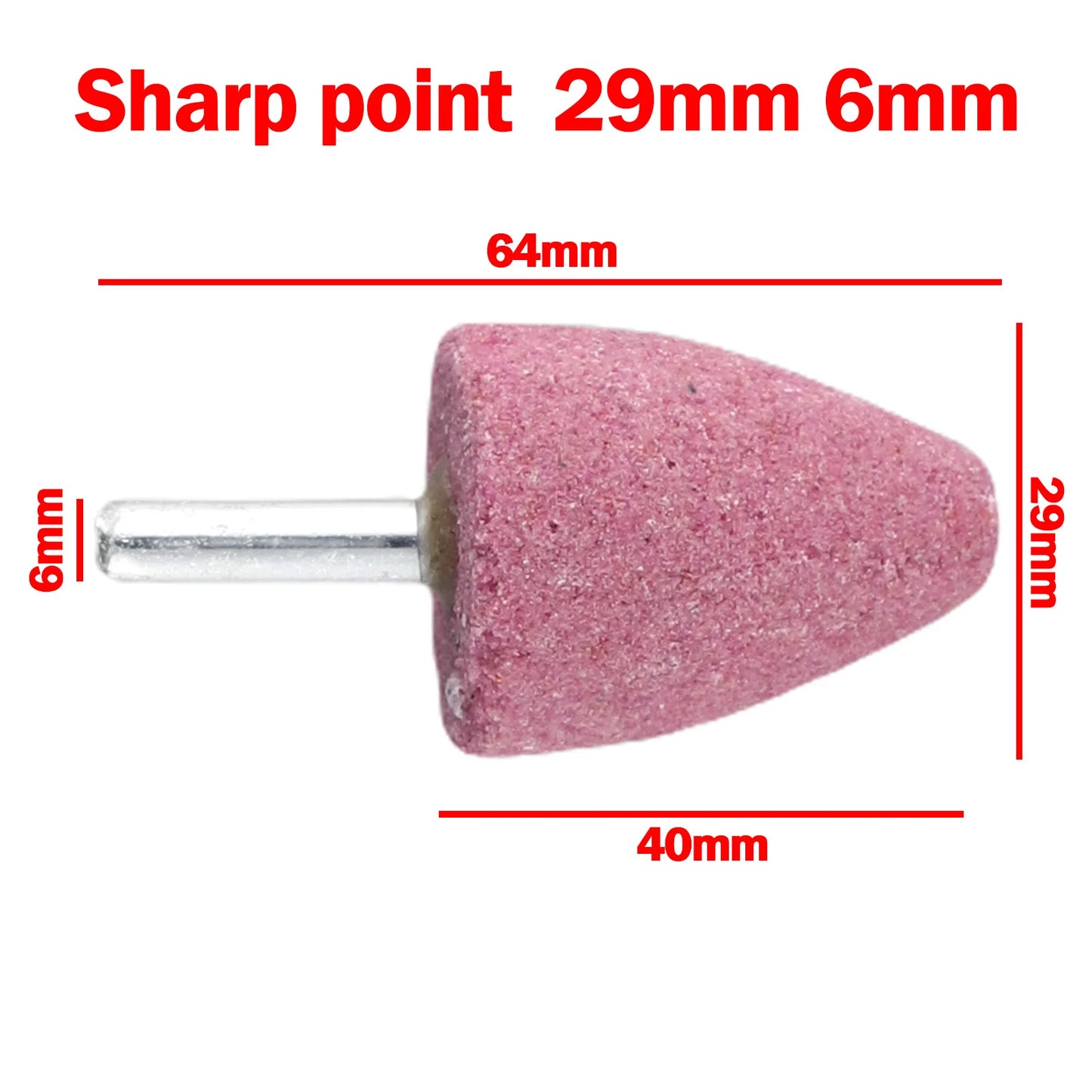 Shank Red Corundum Conical Grinding Head Metal Polishing Rust Removal