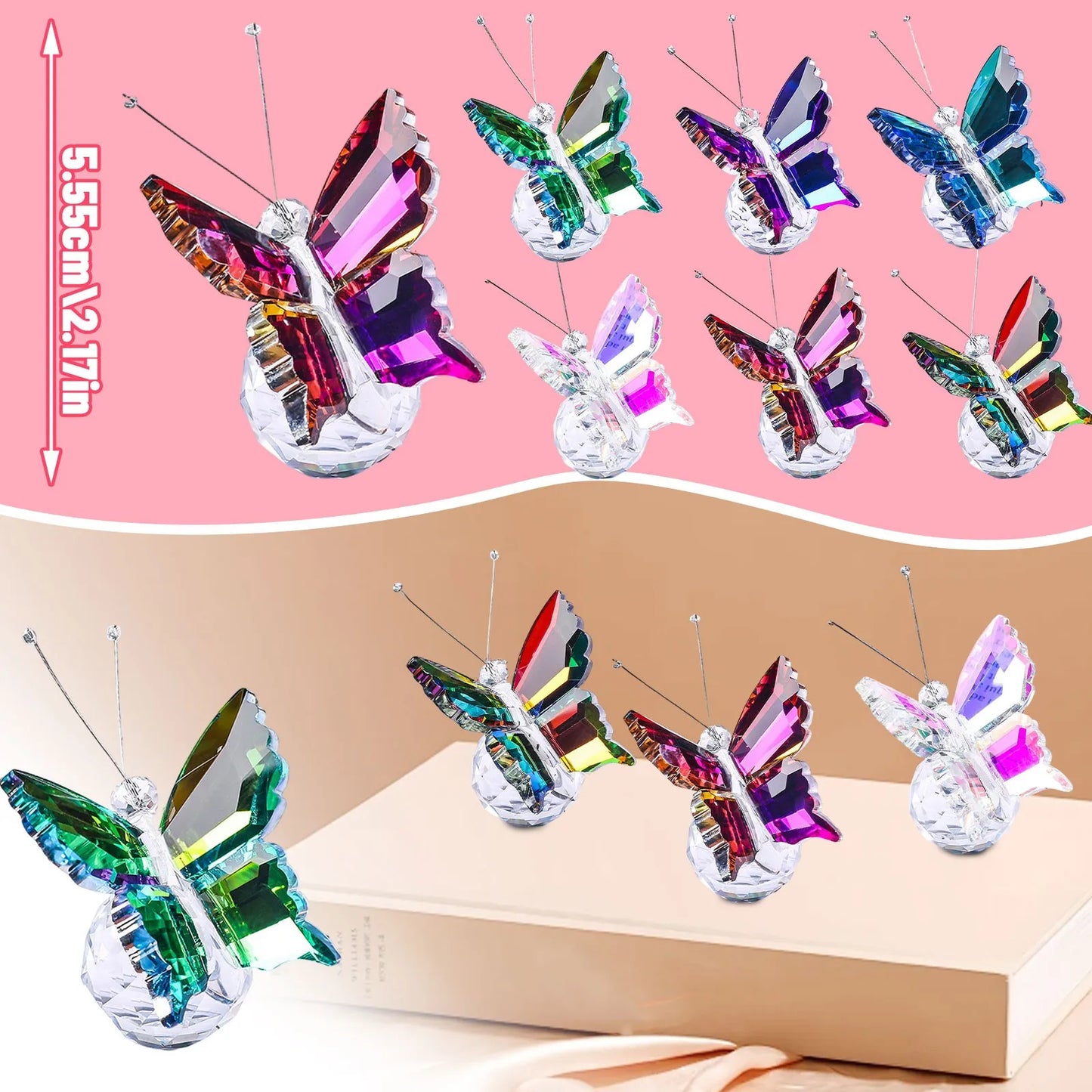 Crystal Handicrafts Three-Dimensional Butterfly Ornaments Souvenirs Small Gifts Creative Home Counter Tabletop Decoration Peaceful Pleasures Health and Wellness