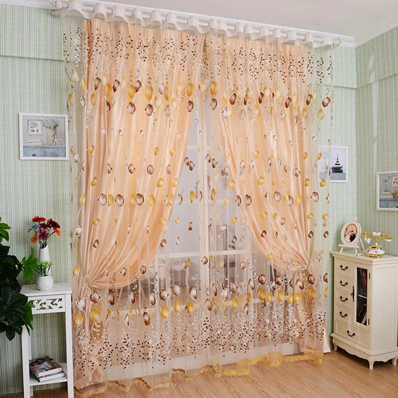 Tulle Curtains Modern Simplicity Living Room Children's Bedroom Kitchen Soft Comfortable Fabric Transmitting Window Curtains Peaceful Pleasures Health and Wellness orange