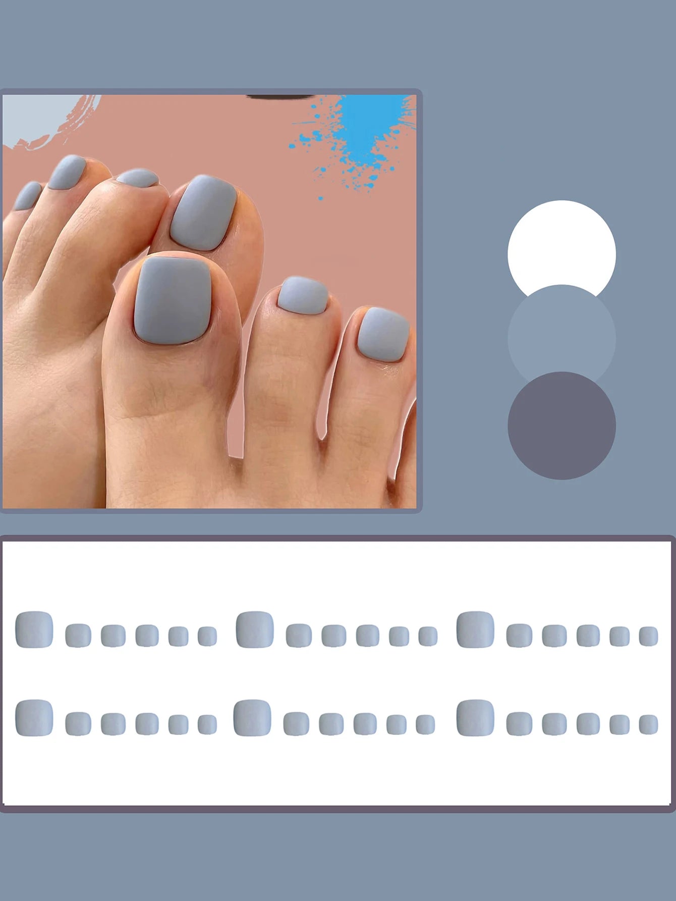Blue Gray Matte False Nails 36 Pieces Set with Comfortable Fit and Versatile Design for Multiple Occasions Peaceful Pleasures Health and Wellness