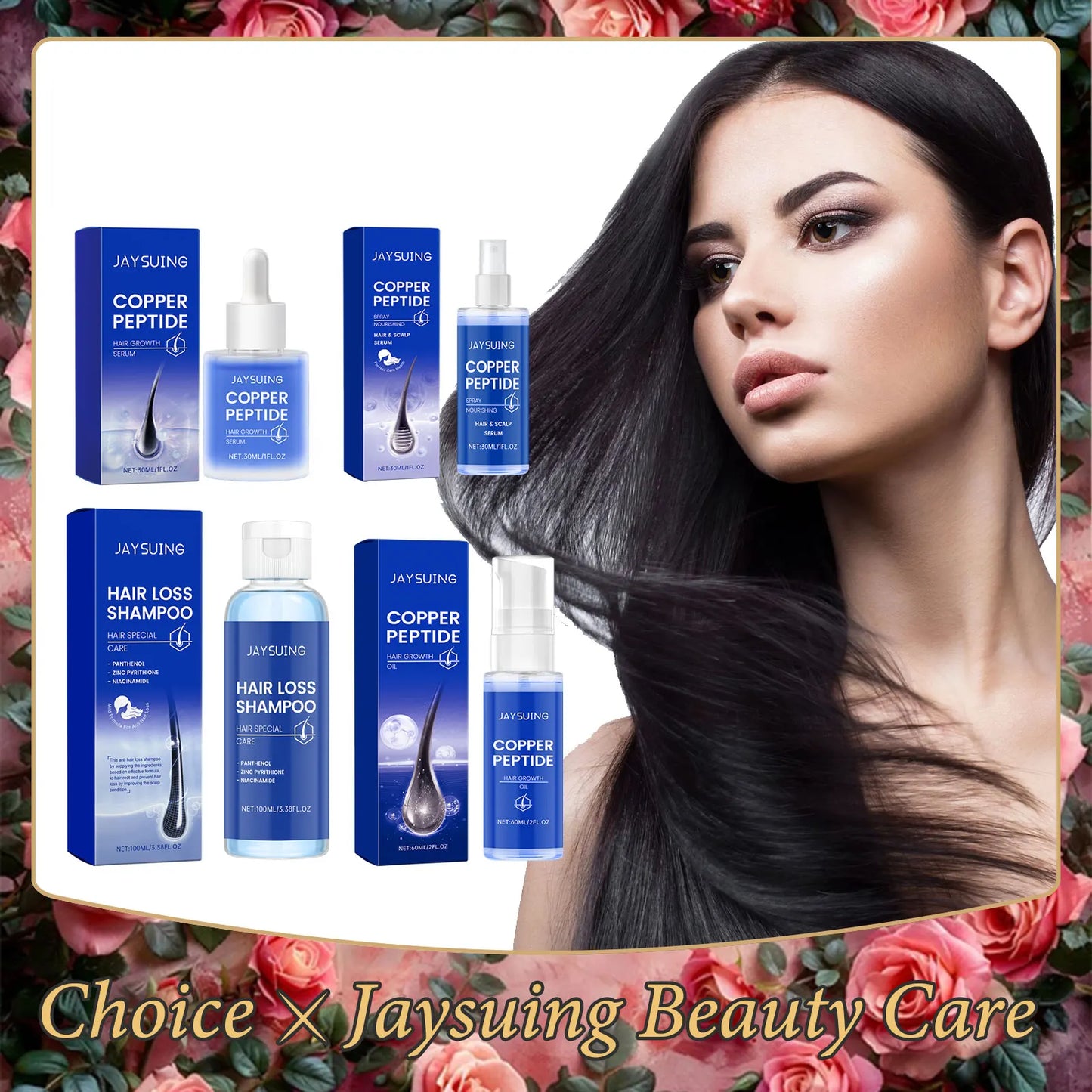 Copper Peptide Hair Growth Set – Shampoo, Serum, Spray & Oil