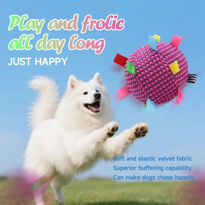 Interactive Ball Dog Toy Suitable for Chewing Training, Stress Relief, Bite Sound Resistance, Plush tug-of-war Toy Peaceful Pleasures Health and Wellness