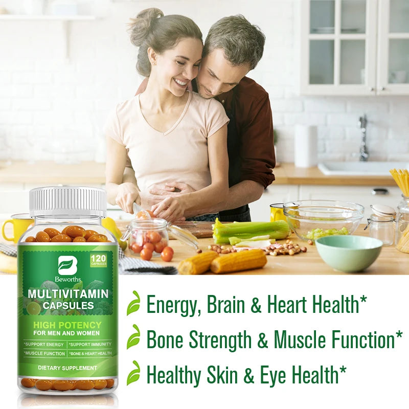 BEWORTHS Multivitamin Capsules – Energy, Brain, Heart & Immune Support Dietary Supplement Peaceful Pleasures Health and Wellness