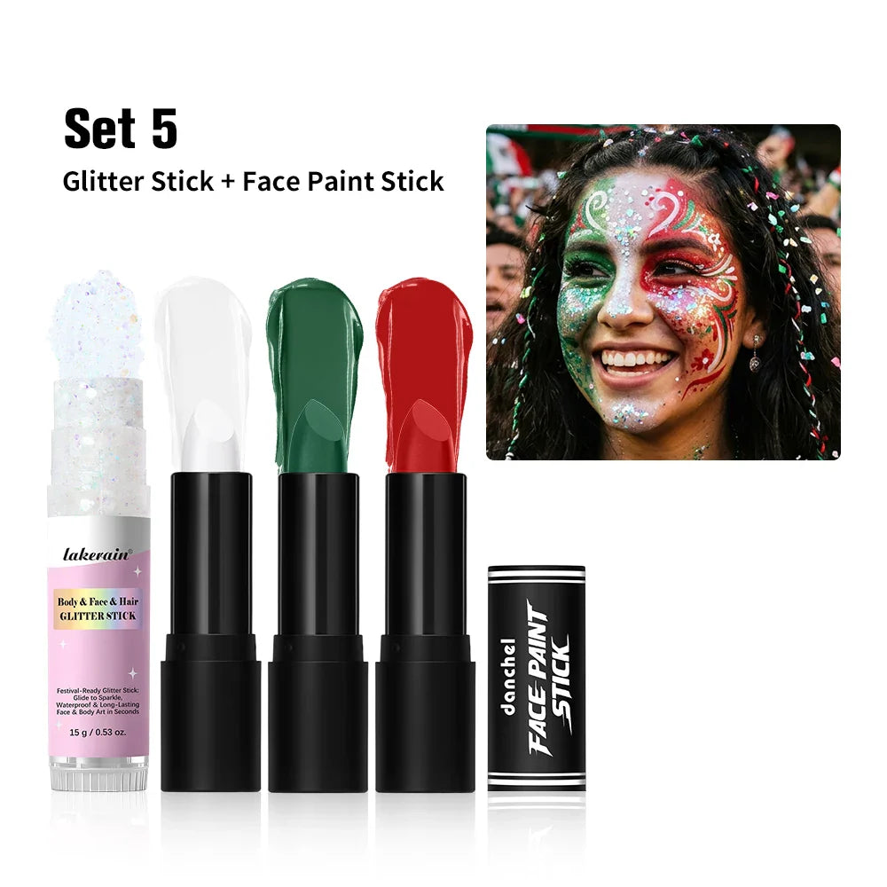 Face & Body Paint Stick + Glitter – Festival Party Makeup