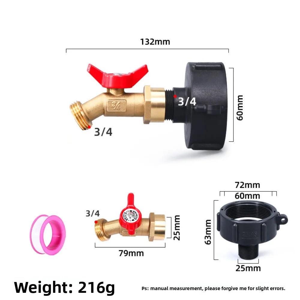 NPS 3/4 IBC Tank Faucet Adapter & Garden Hose Quick Connect