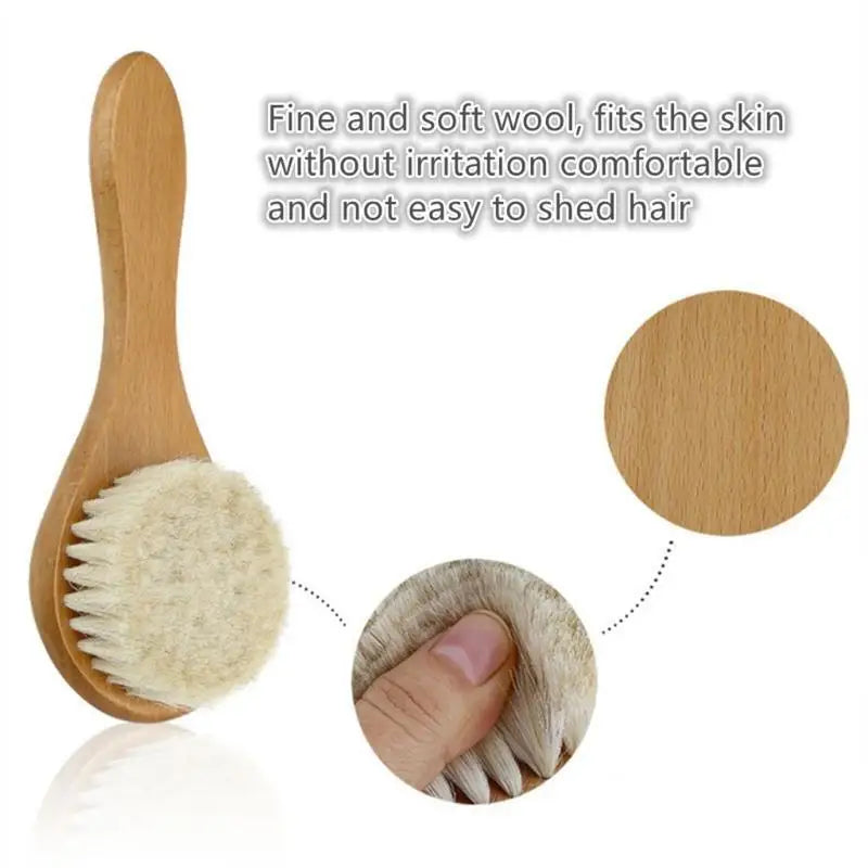 Baby Hair Brush – Soft Natural Bristle Wooden Newborn Brush