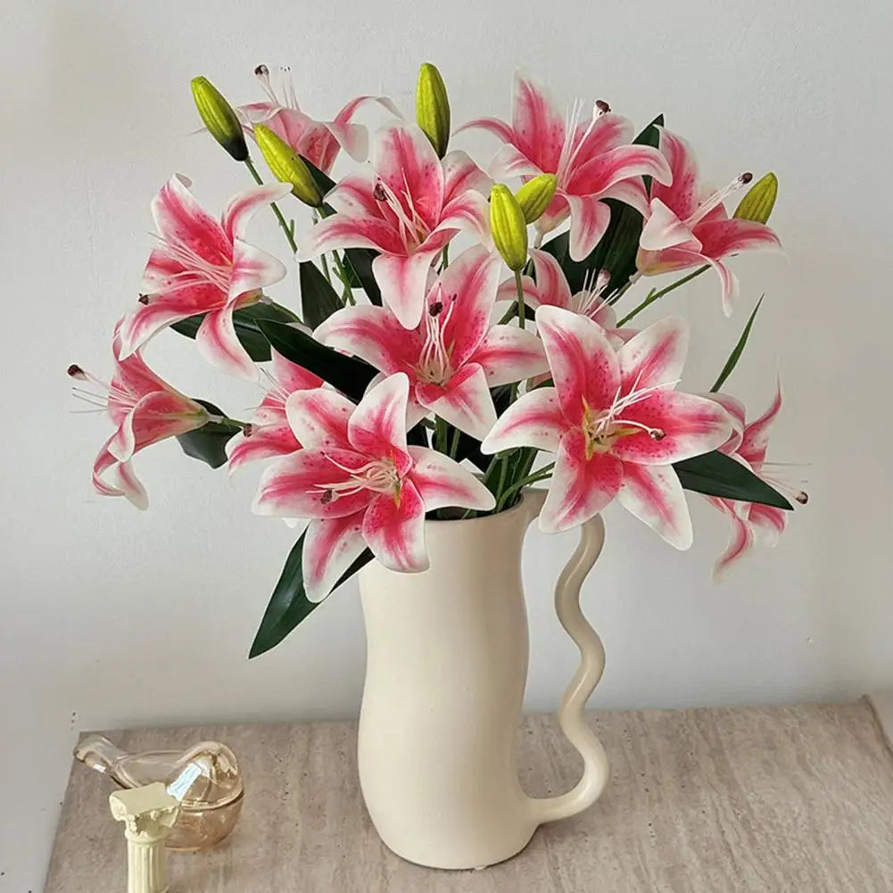 Silk Artificial Lily Bouquet | Faux Flowers for Wedding & Home
