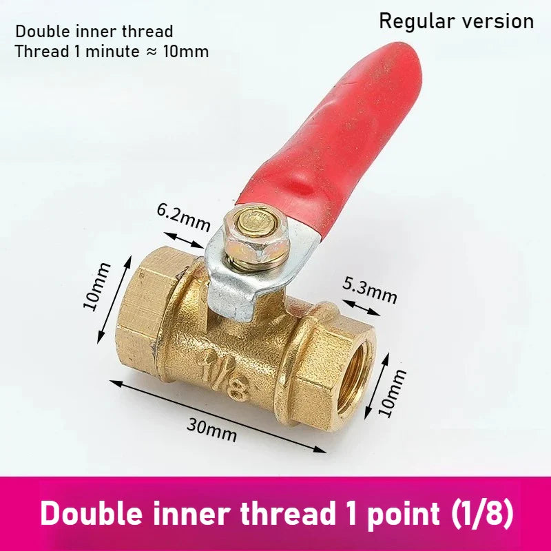 Pneumatic Copper Ball Valve – Red Handle Threaded Female 1/4"