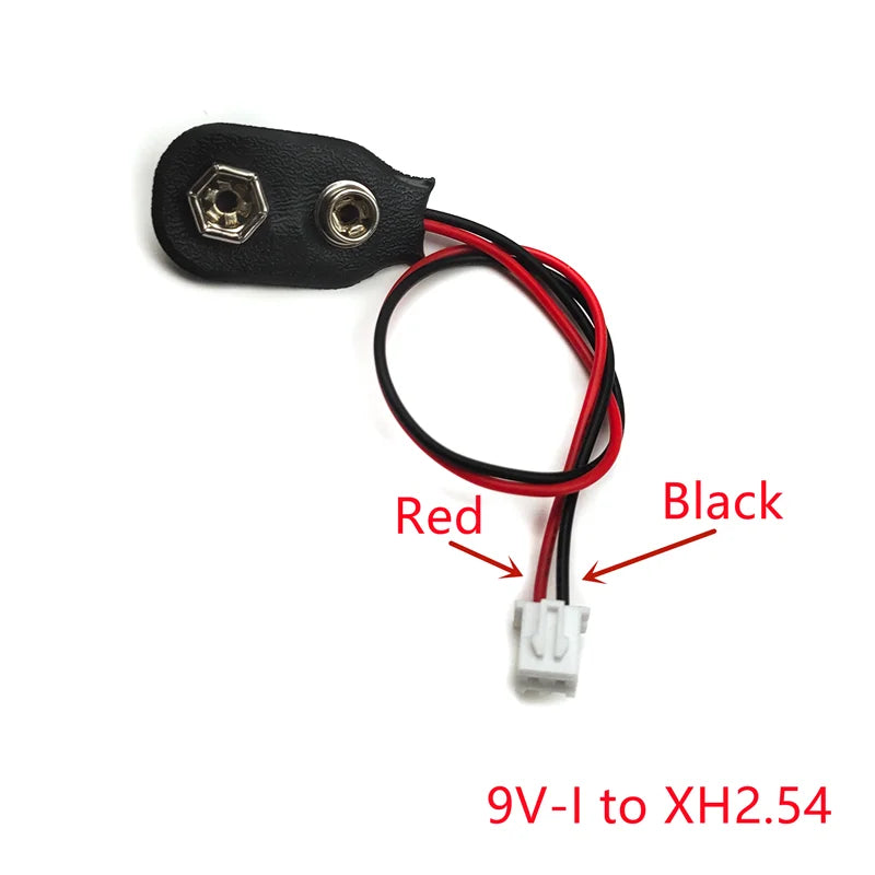5PCS 9V Battery Buckle to Xh2.54 PH2.0 2P Terminal Wire 15cm DC Red Positive Black Negative Adapter Wire Peaceful Pleasures Health and Wellness Type-2