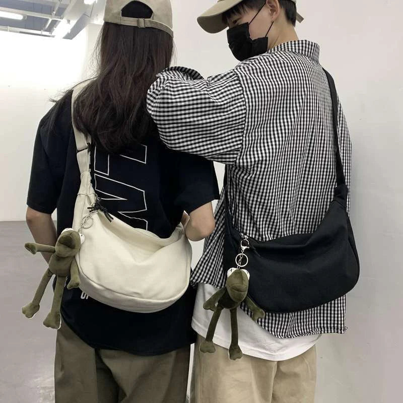 Large Canvas Crossbody Bag – Unisex Hip-Hop Street Style