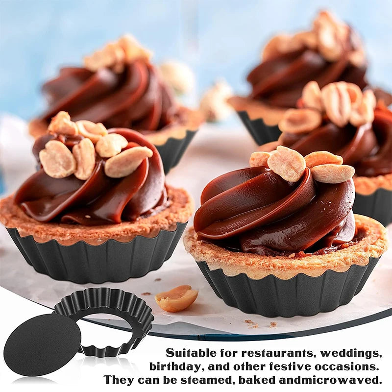 Mini Tart Pans with Removable Bottom – Non-Stick Carbon Steel Egg Tart Molds (4/6/8/10 Pack) Peaceful Pleasures Health and Wellness