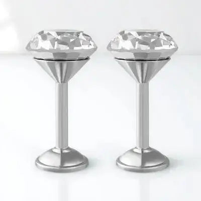 2Pcs Silver Zinc Alloy Diamond Curtain Tiebacks Elegant Shiny Big Faux Diamond Crystal Decorative Drapery Tieback for Curtains Peaceful Pleasures Health and Wellness Default Title