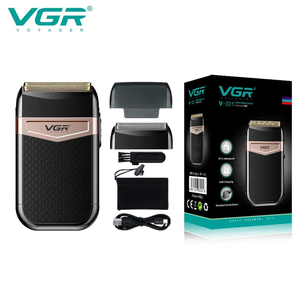 VGR 331 Foil Shaver Professional Electric Shavers Foils Face Razor Shaving Machine Waterproof Beard Trimmer for Men Peaceful Pleasures Health and Wellness 331 usb