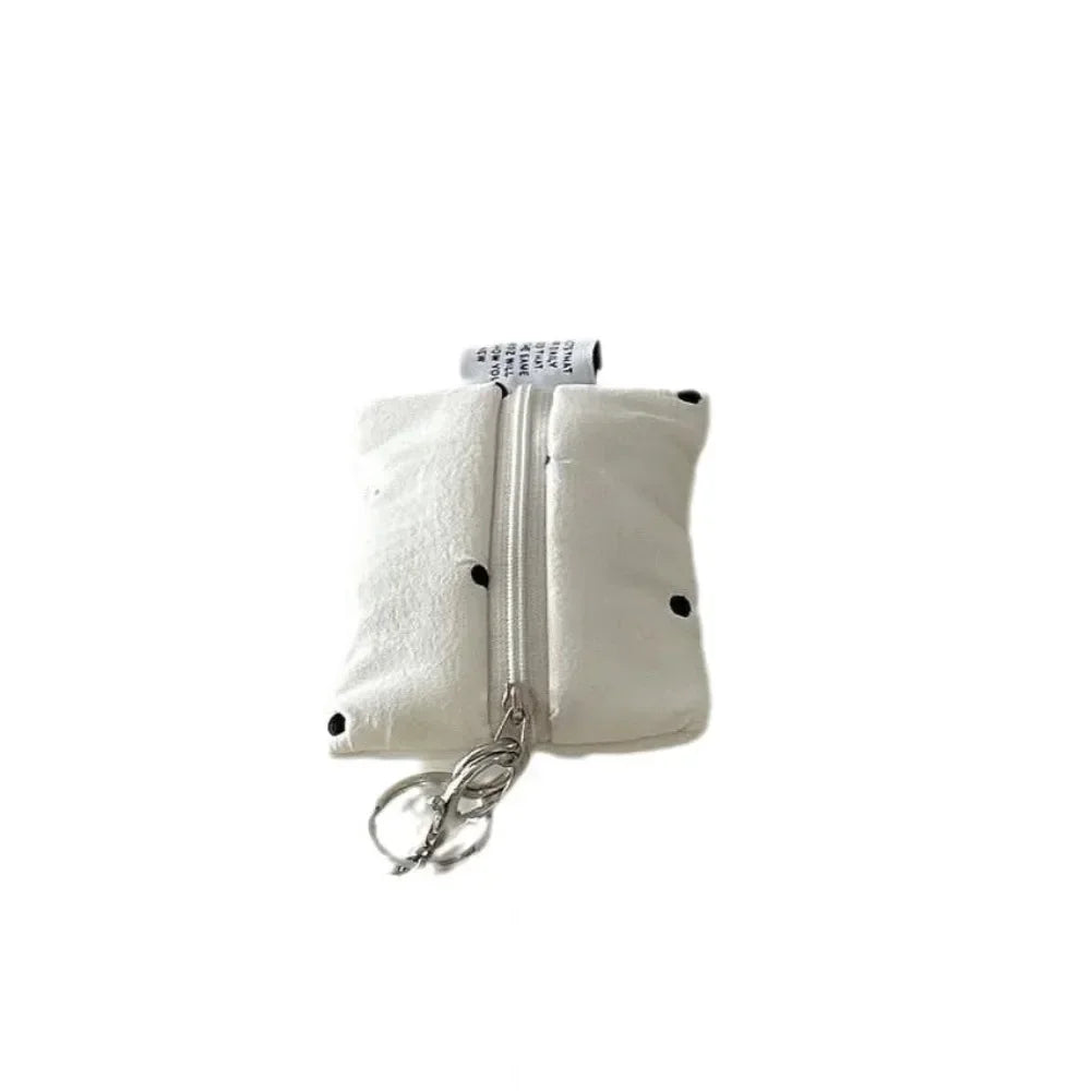 New Korean Version Instagram Style Design Change Storage Bags Cute Hand Held Bags Makeup Lipstick Card Bag Portable Cloud Bags Peaceful Pleasures Health and Wellness White Dots