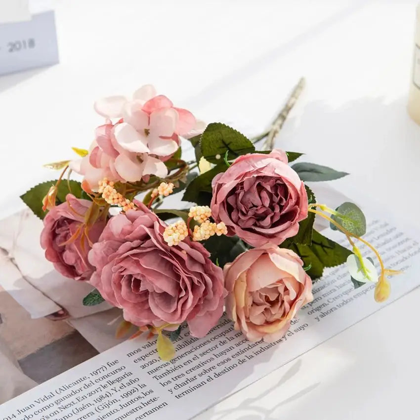 Silk Artificial Rose Bouquet – Wedding & Home Décor Flowers