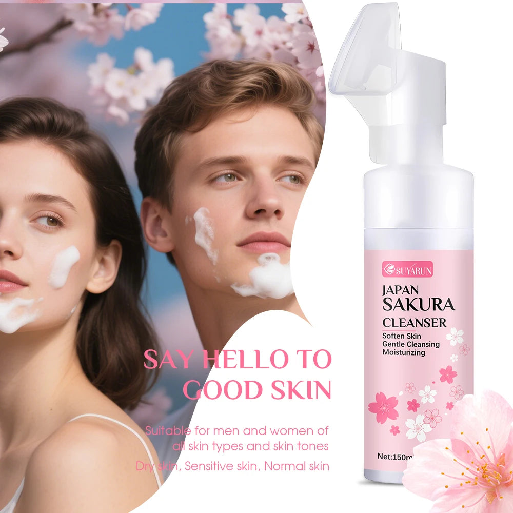 SUYARUN Japanese Sakura Face Wash - Gentle Hydrating Cleanser, Brightening Oil Control for Sensitive Skin. Peaceful Pleasures Health and Wellness