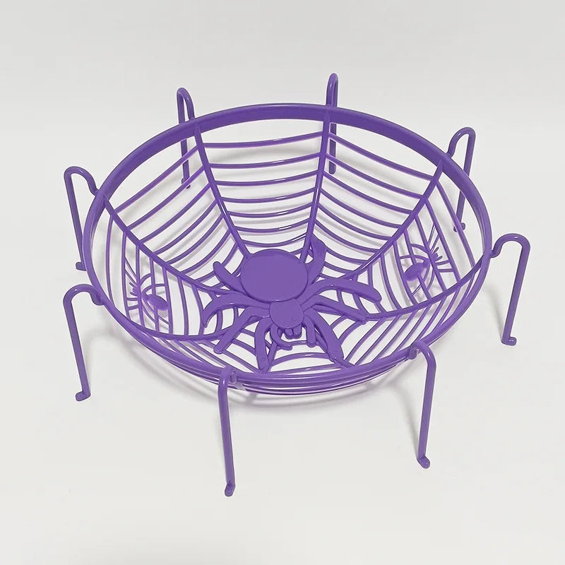 Halloween Black Spider Web Bowl Fruit Plate Candy Biscuit Basket