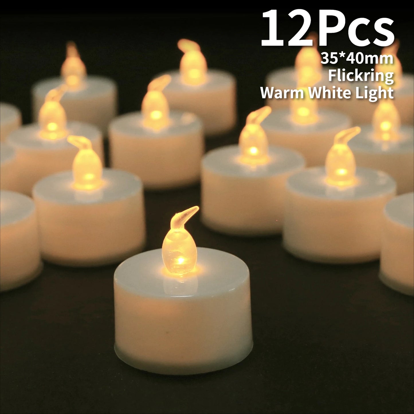 LED Tea Lights Candles Realistic Flickering Battery Operated Tealights Long Lasting Electric Candles for Christmas Wedding Decor Peaceful Pleasures Health and Wellness 12Pc without Control 1