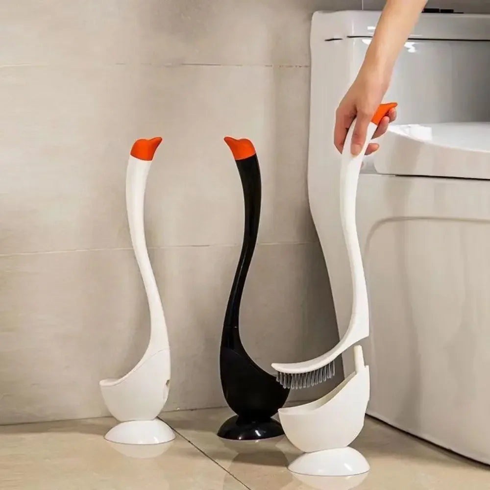 Swan Toilet Brush Plastic Household Toilet Cleaning Tool Set Cute and Creative No Blind Spots Cleaning Long-handled Toilet Brush Peaceful Pleasures Health and Wellness
