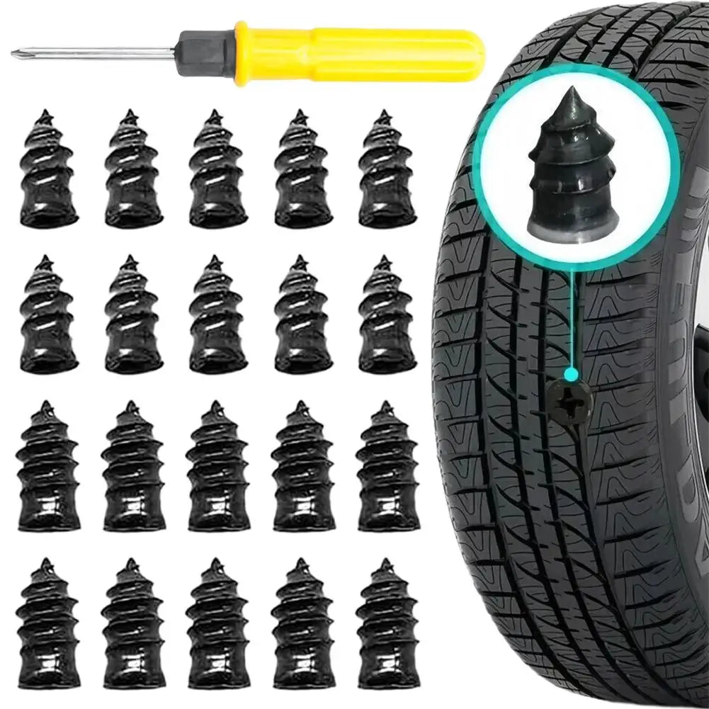 Tire Repair Nails 20 S+20 L with Screwdriver, Rubber Puncture Repair Plugs for Car Motorcycle Truck Bus Agricultural Tires Peaceful Pleasures Health and Wellness