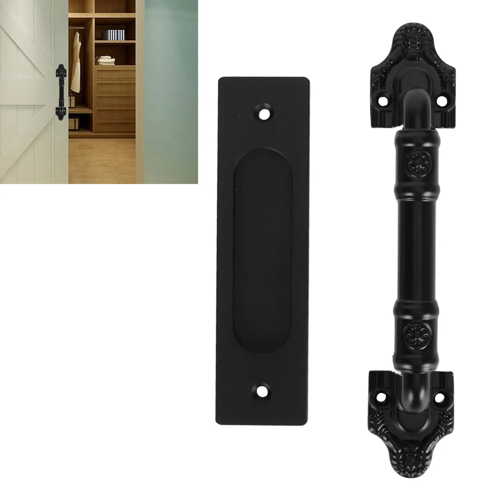 Barn Door Handles Sliding Barn Door Handle Double Sided Black Barn Door Pull Handle for Gates Garages Sliding Barn Door Handle Peaceful Pleasures Health and Wellness
