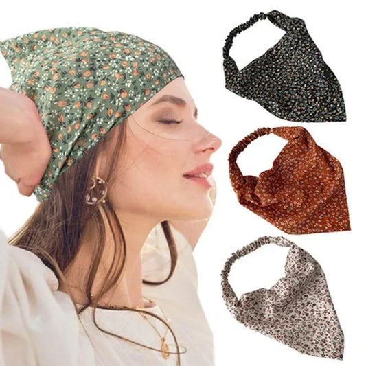 Floral Kerchief Headwear Wrist Head Wrap Scarf Triangular Headscarf Peaceful Pleasures Health and Wellness