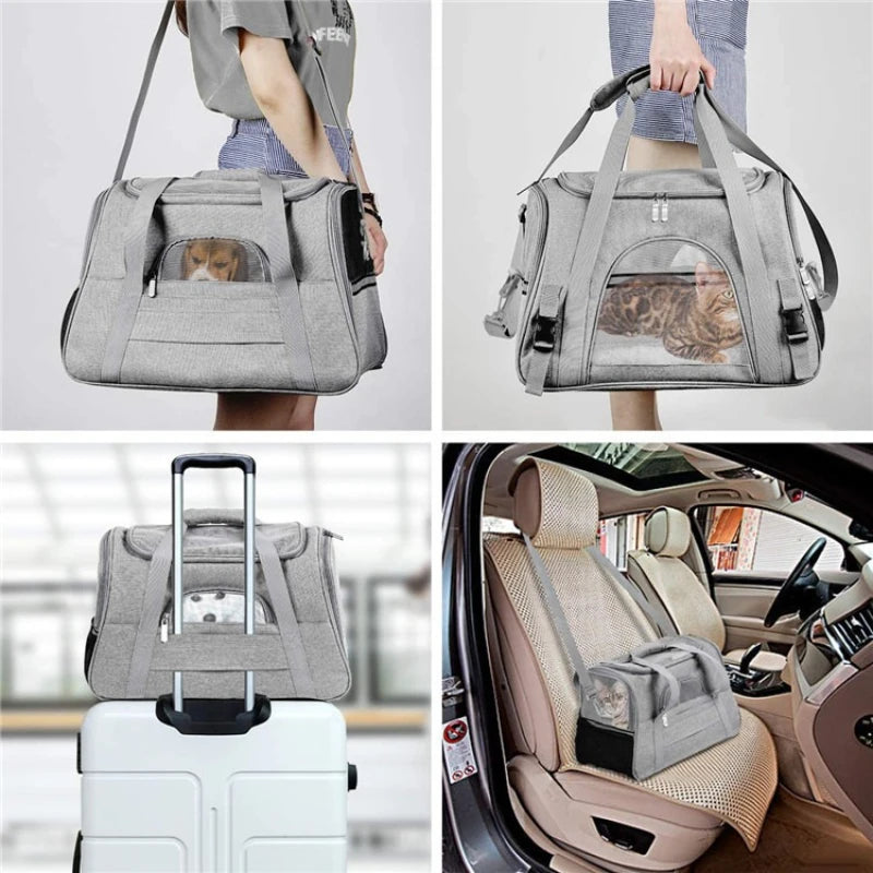 Foldable Cat Backpack Portable Pet Carrier for Small Cats Expandable Travel Pet Bag Handheld Car Outing Breathable Pet Backpack Peaceful Pleasures Health and Wellness