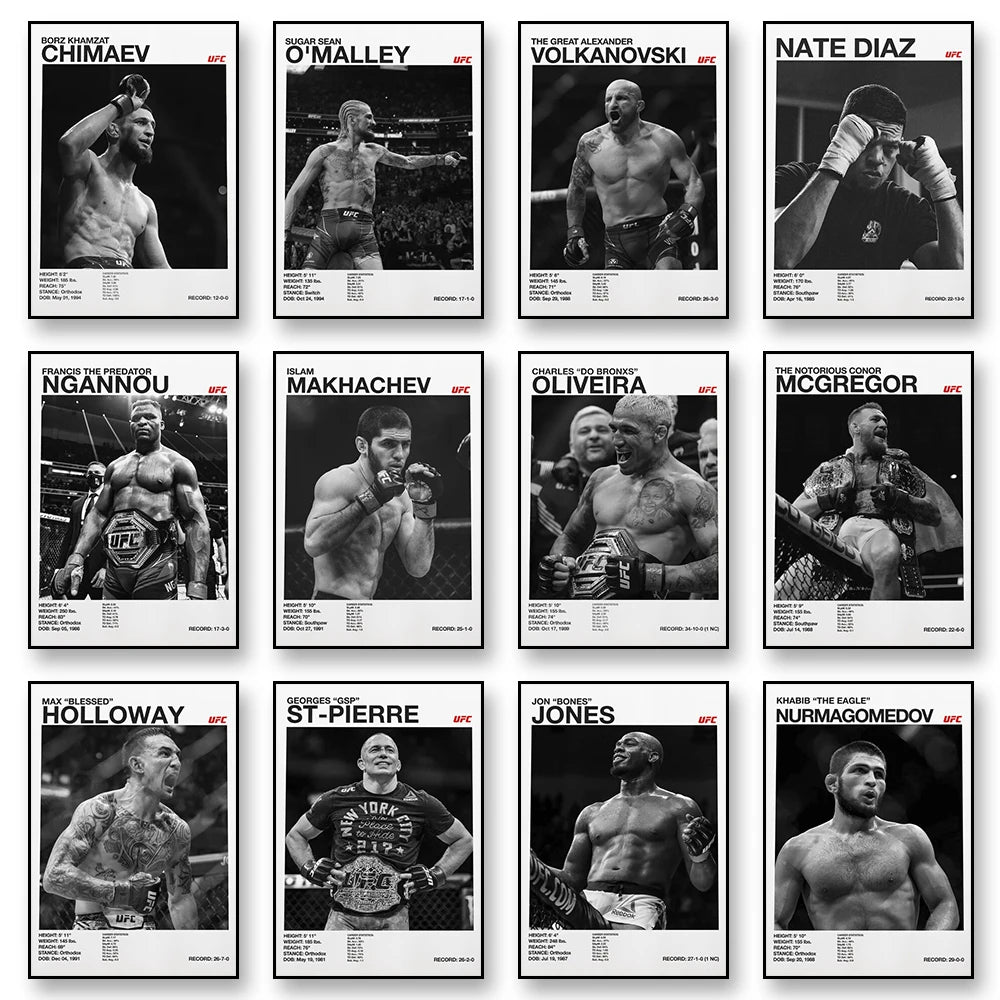 Boxing Fighting Star Canvas Wall Art Print Poster MMA Decorative Painting Home Decor Boxing Lover Gift Unframed Peaceful Pleasures Health and Wellness