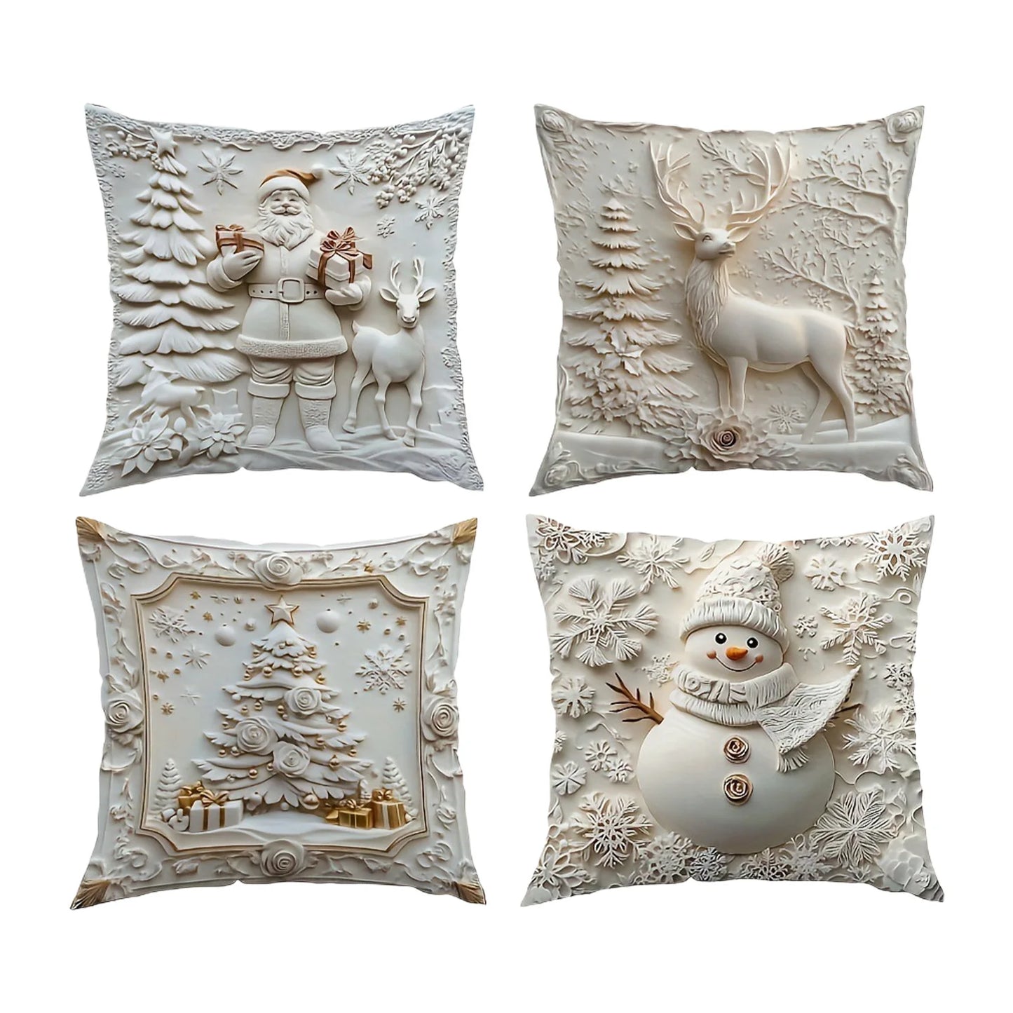 4-Pack Christmas Pillow Covers 17.7" | Festive Holiday Décor