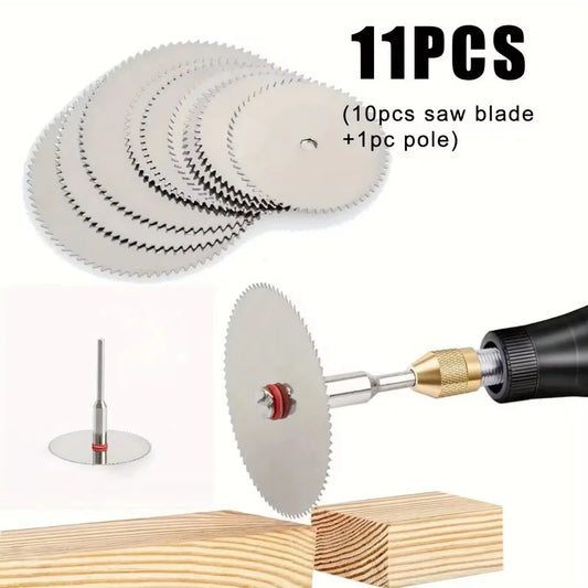 11 Pcs Mini Circular Saw Blade Set Precision Woodworking Cutting Disc with 1 Rod 22mm 25mm 32mm for Cutting Wood Metal Peaceful Pleasures Health and Wellness