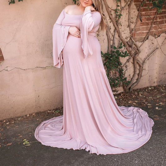 New European and American Mercerized Cotton Maternity Flounce Skirt Photography Dress Peaceful Pleasures Health and Wellness