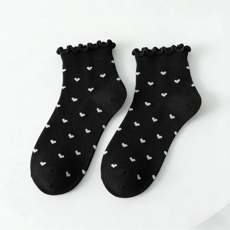 Women's Heart Ruffle Ankle Socks | Korean Fashion Low Cut